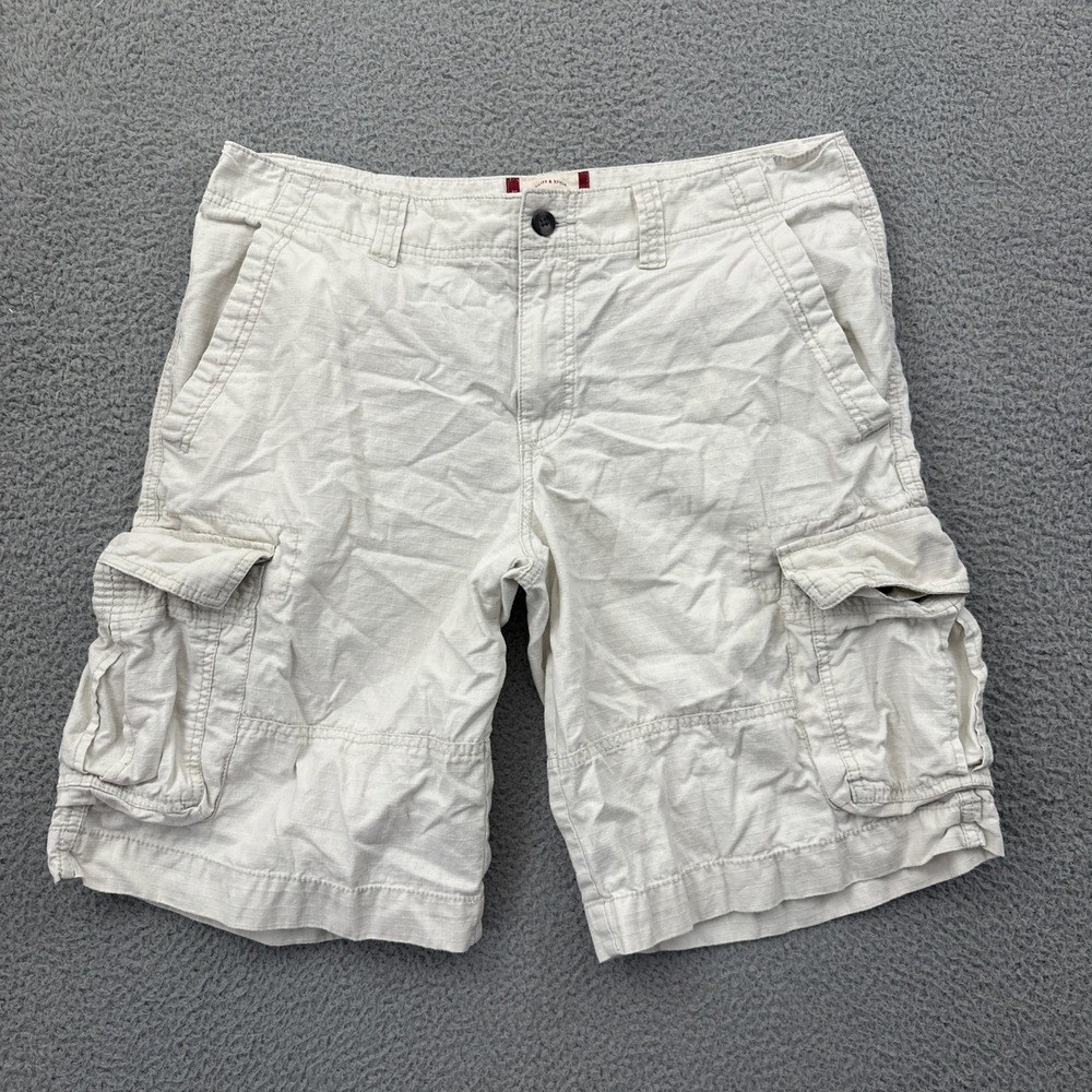 Y2K Mossimo Cargo Shorts 11" Baggy Utility Gray Skater Grunge Ivory Men's 36